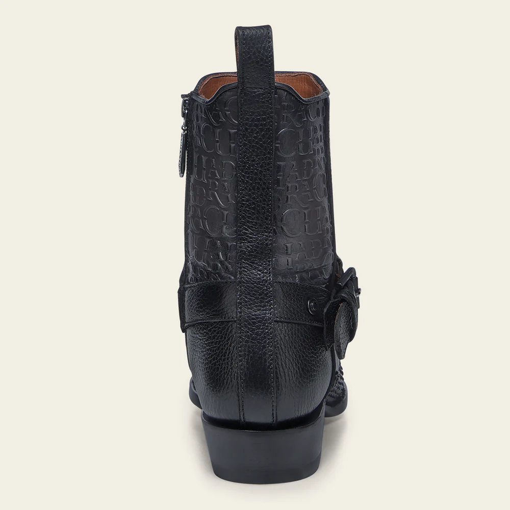 Urban python black boot with buckle stripe