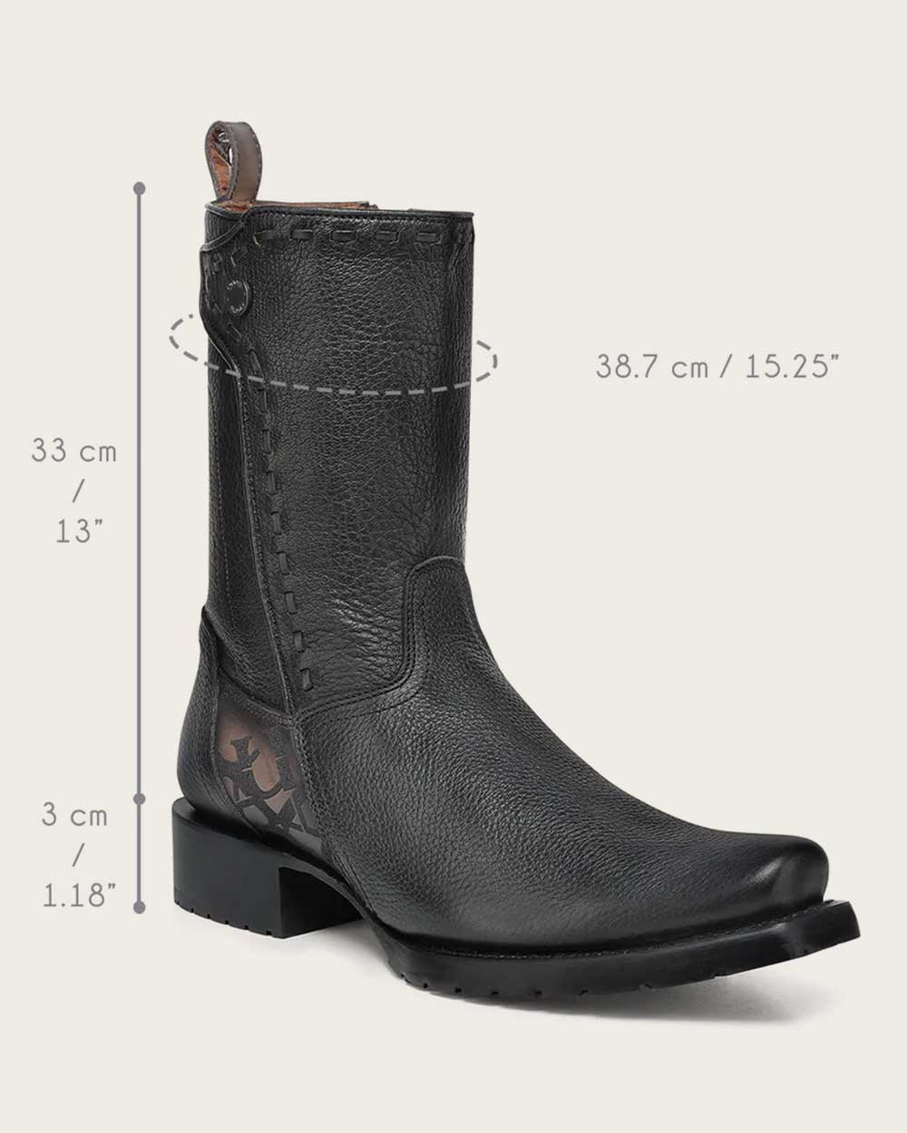 Urban engraved dark brown bovine boot