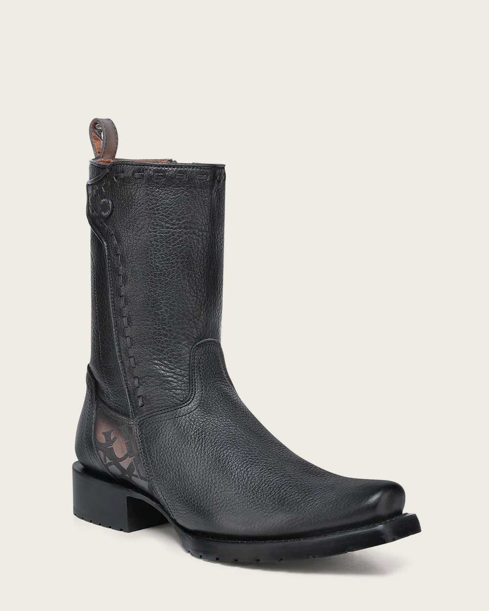 Urban engraved dark brown bovine boot