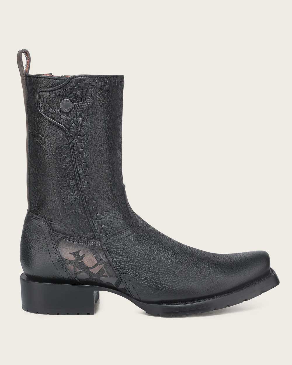 Urban engraved dark brown bovine boot