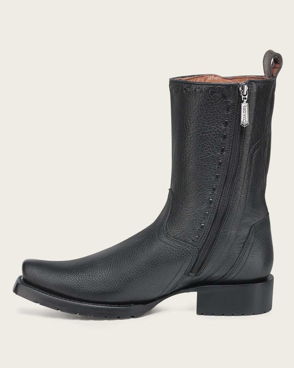 Urban engraved dark brown bovine boot