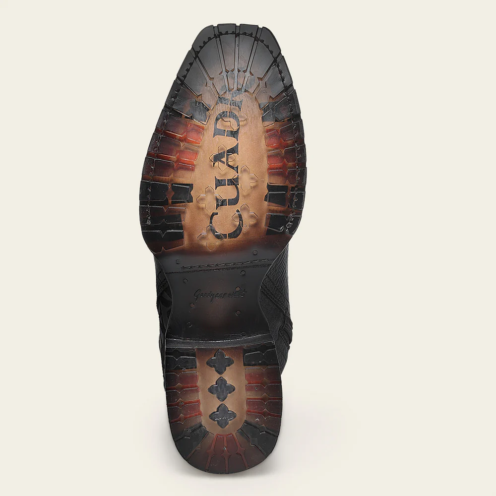 Urban engraved dark brown bovine boot