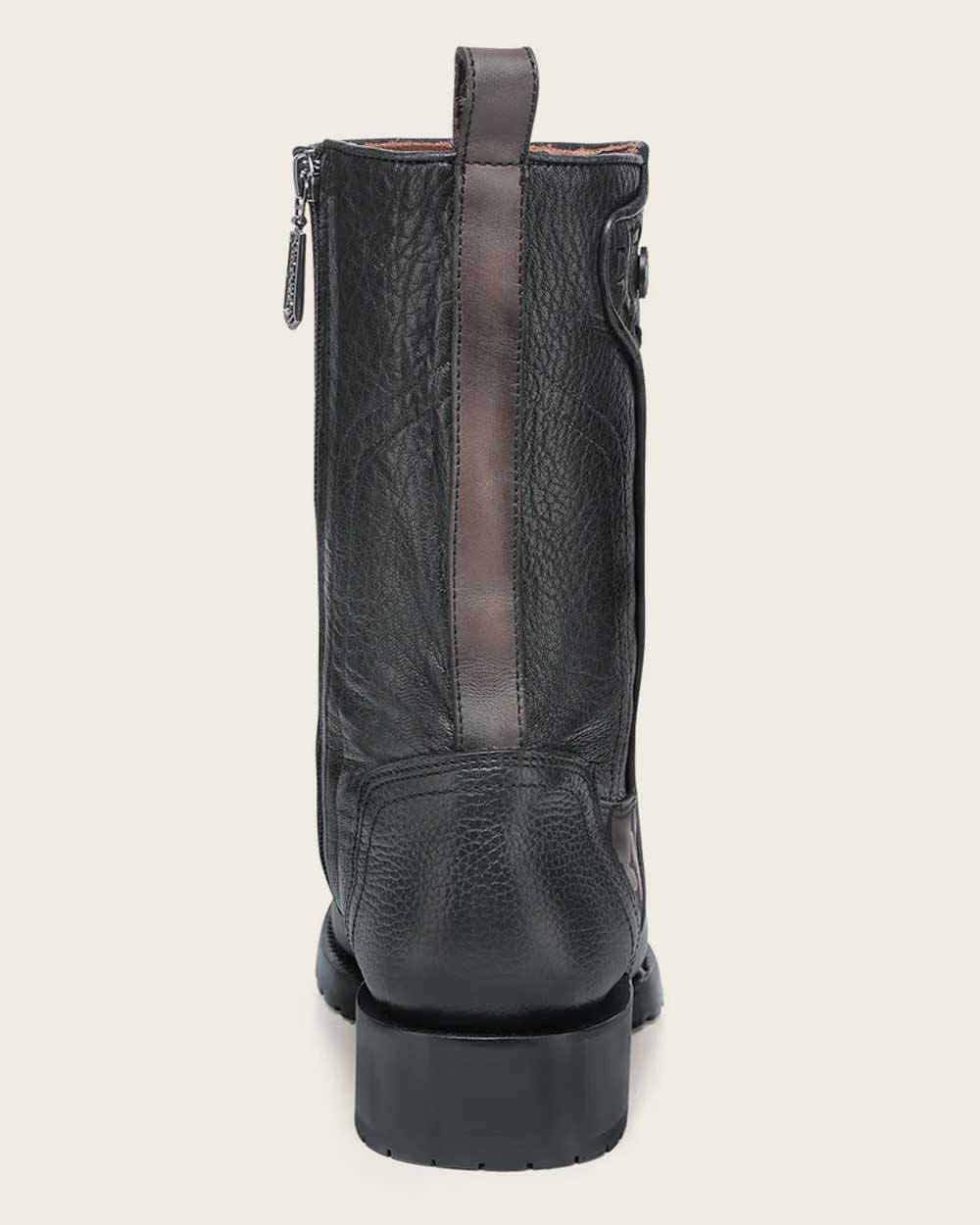 Urban engraved dark brown bovine boot