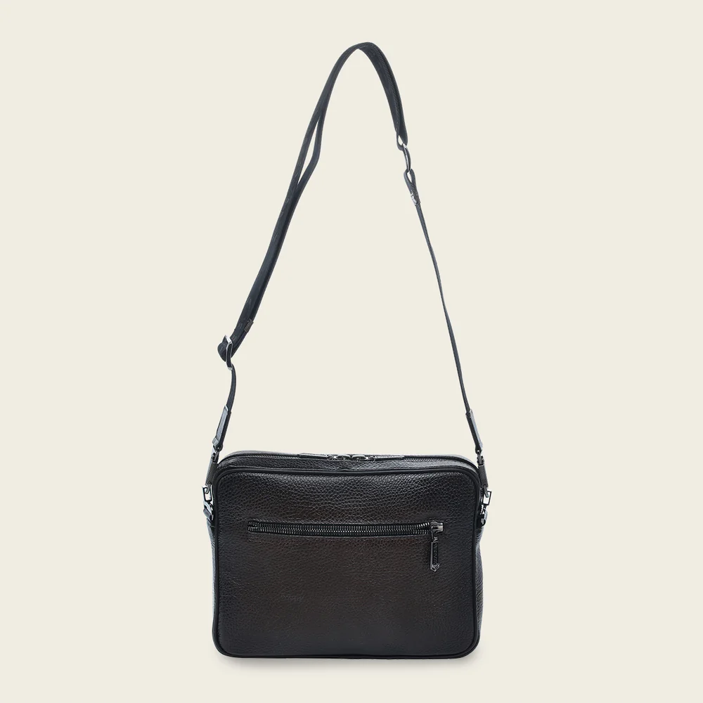 Black exotic crossbody messenger Bag