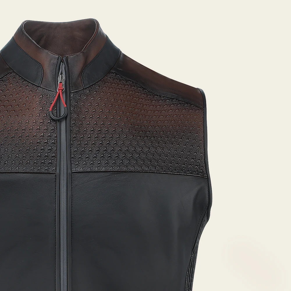 Brown neckless ovine vest