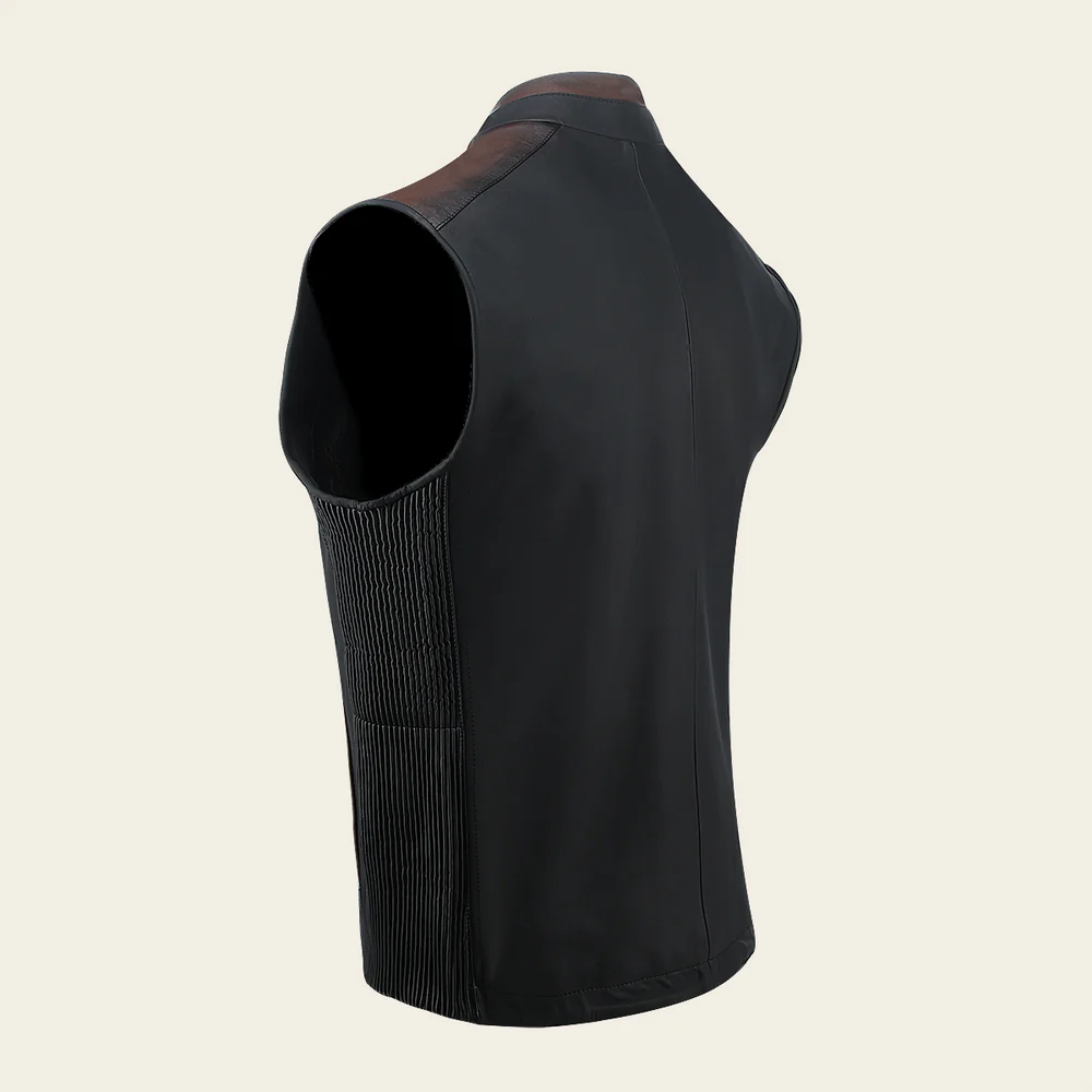 Brown neckless ovine vest