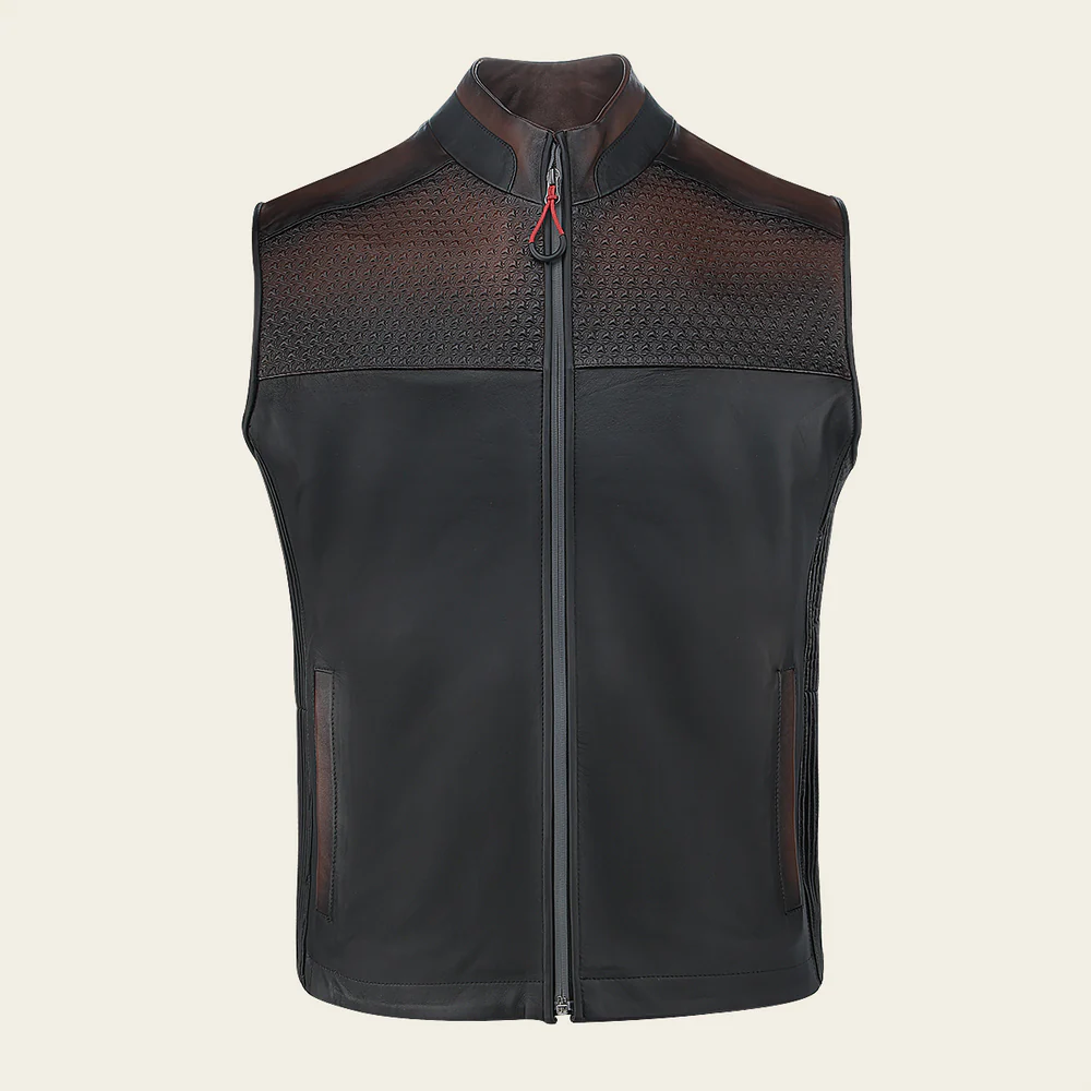 Brown neckless ovine vest