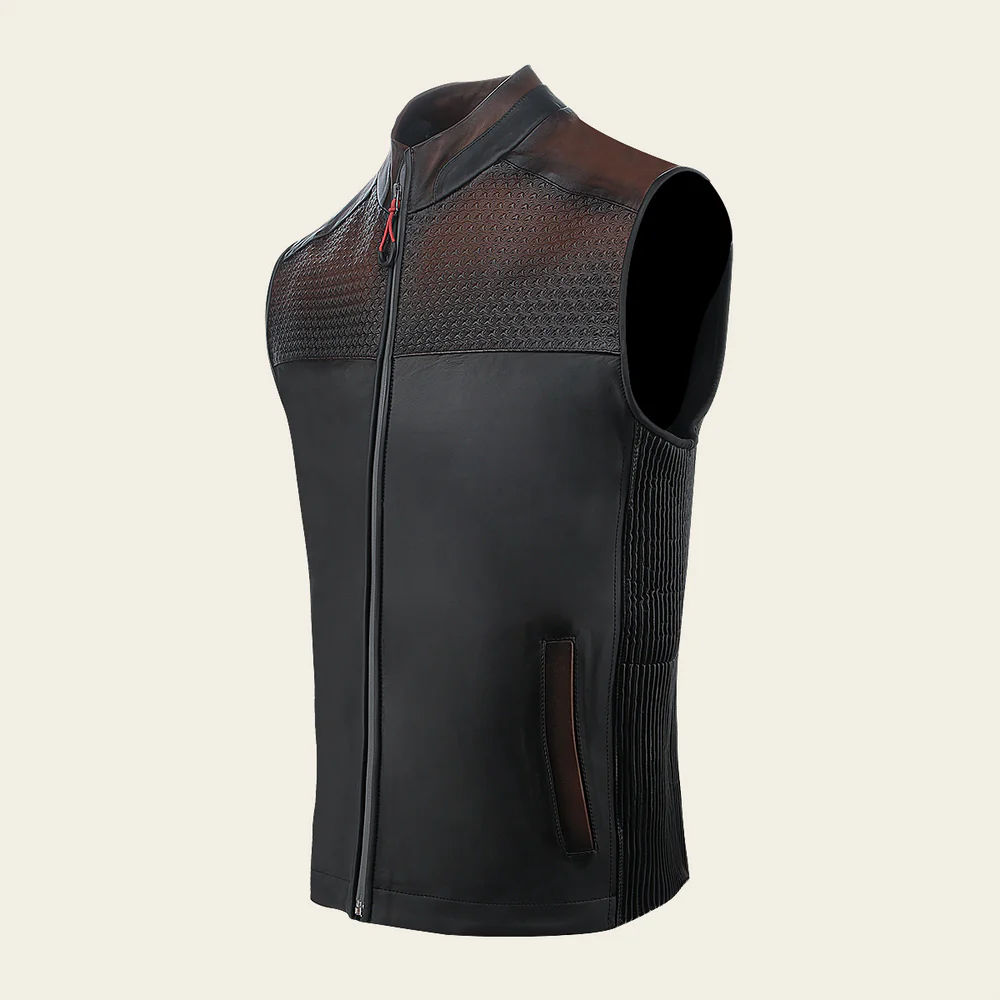 Brown neckless ovine vest