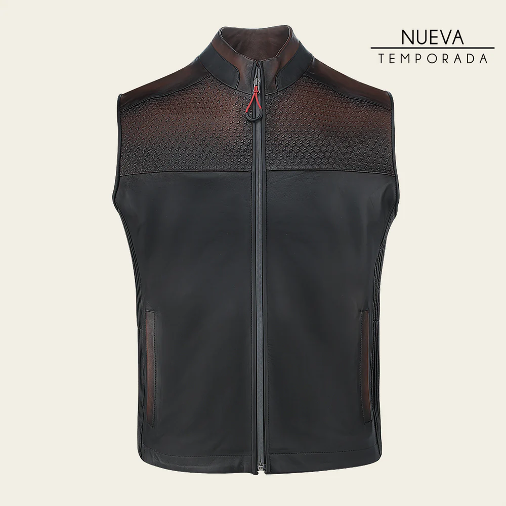 Brown neckless ovine vest