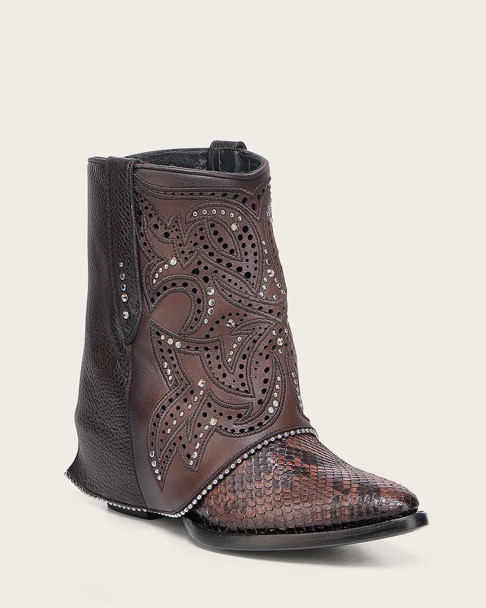 Dark Brown Exotic Leather Western Bootie for Women