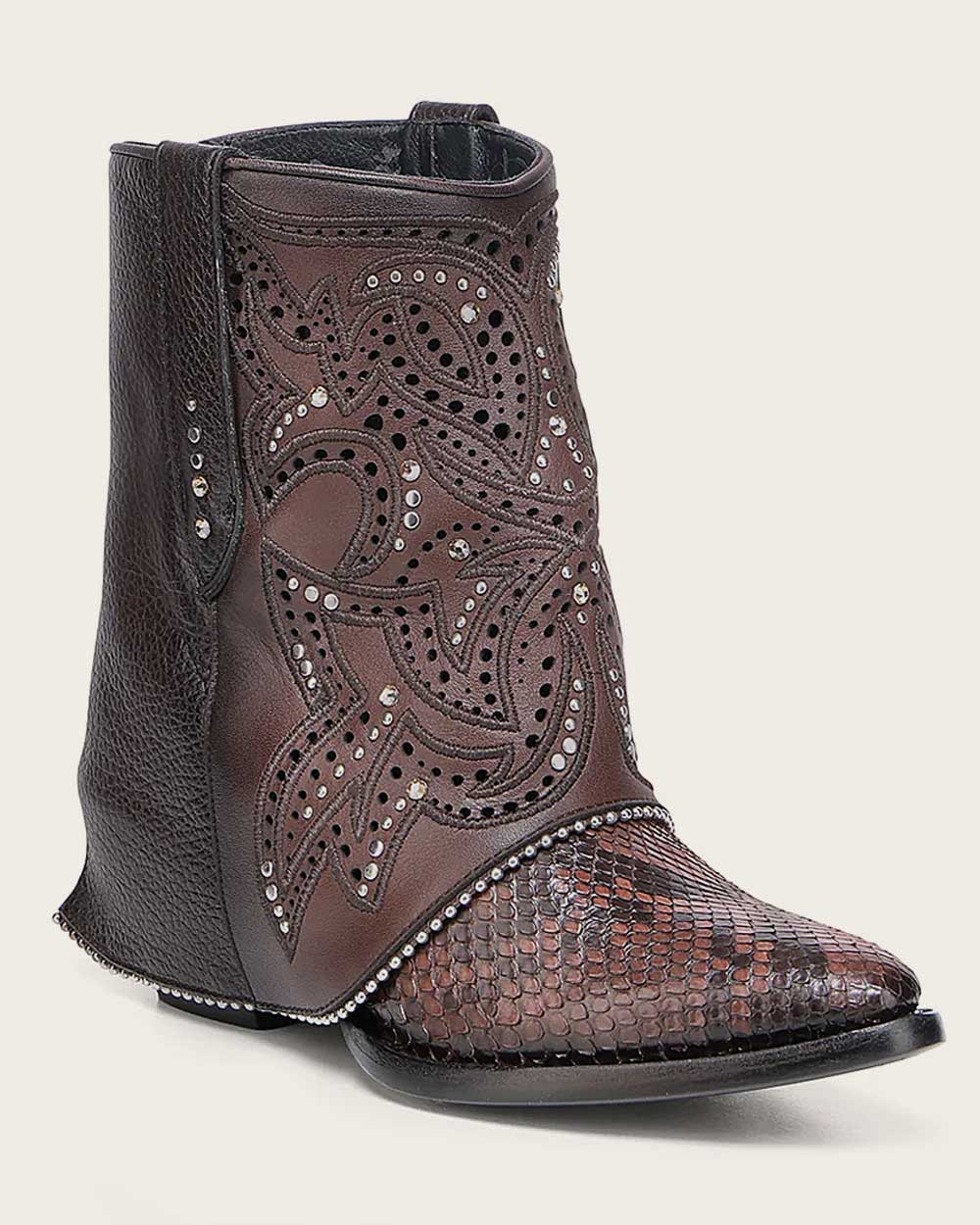 Dark Brown Exotic Leather Western Bootie for Women