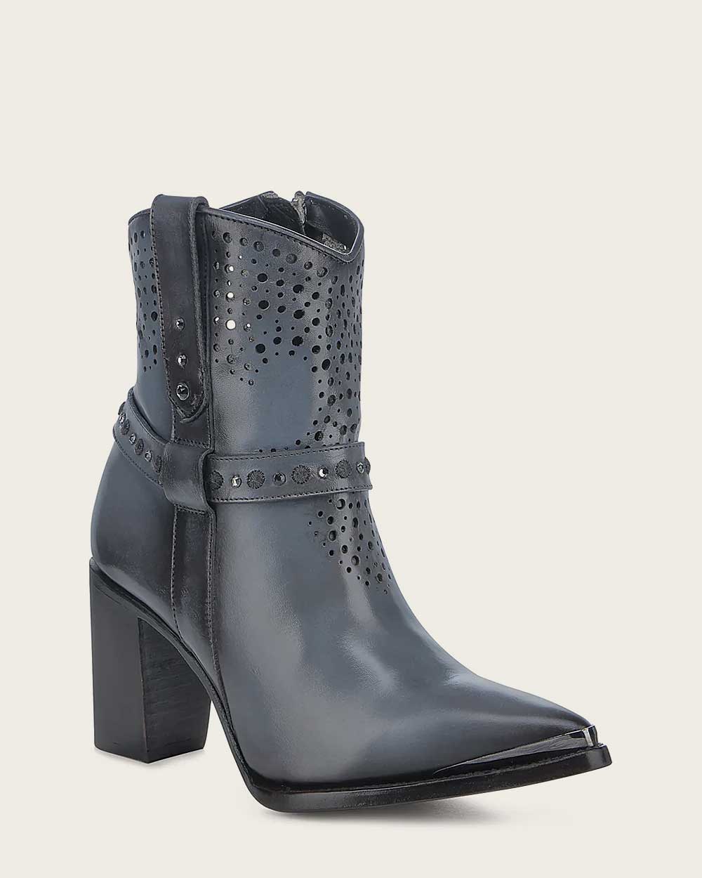 Western Perforated Blue Bootie