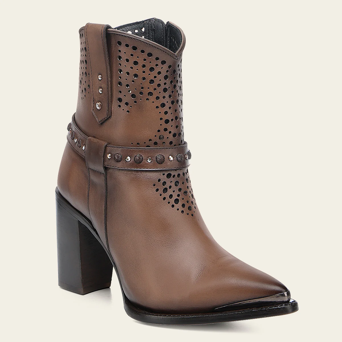 Western Perforated Dark Brown Bootie