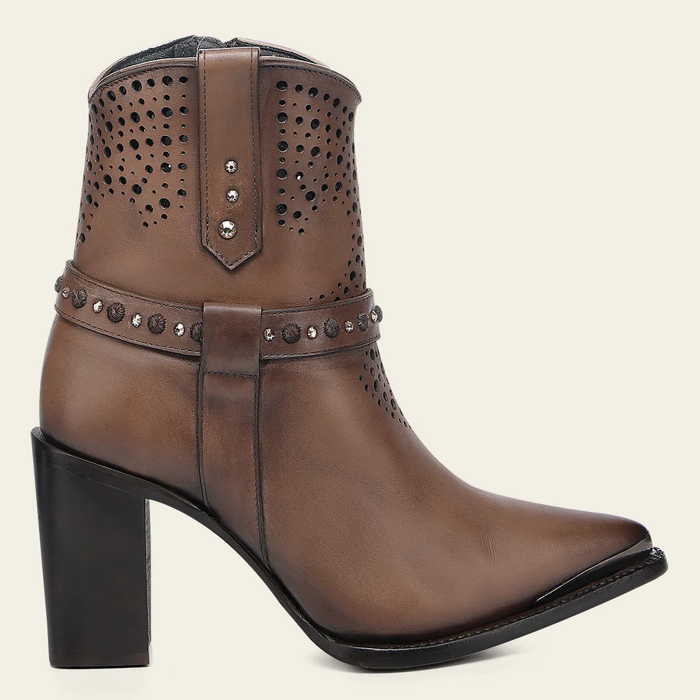 Western Perforated Dark Brown Bootie