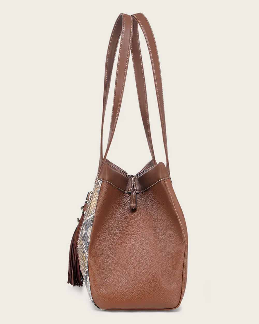 Honey python top handle handbag