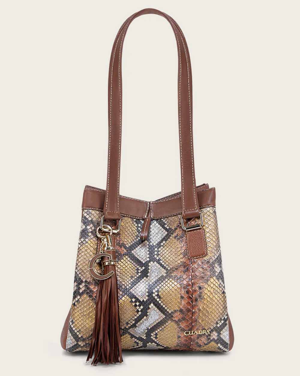 Honey python top handle handbag