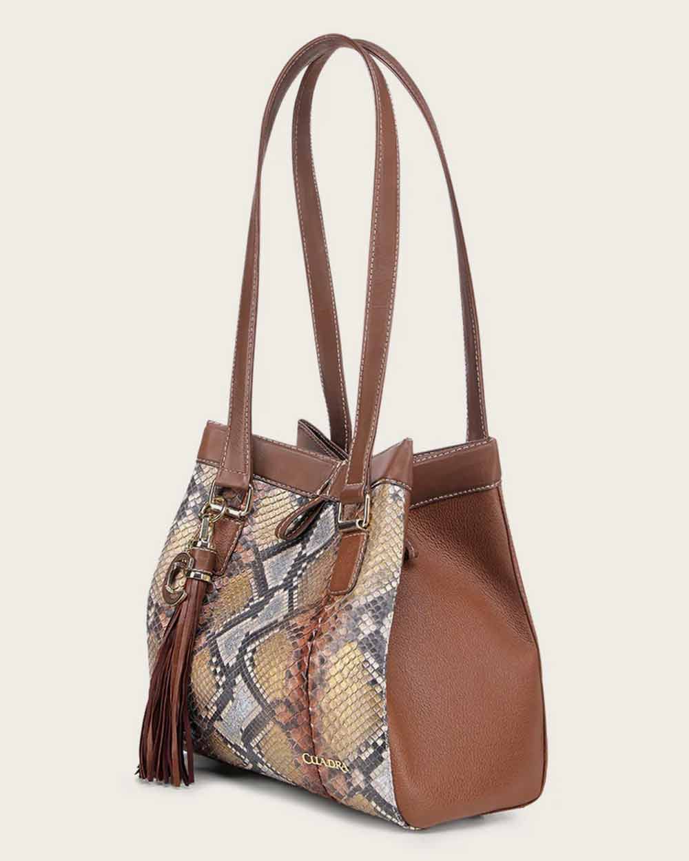 Honey python top handle handbag