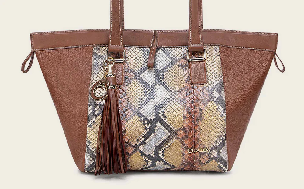 Honey python top handle handbag