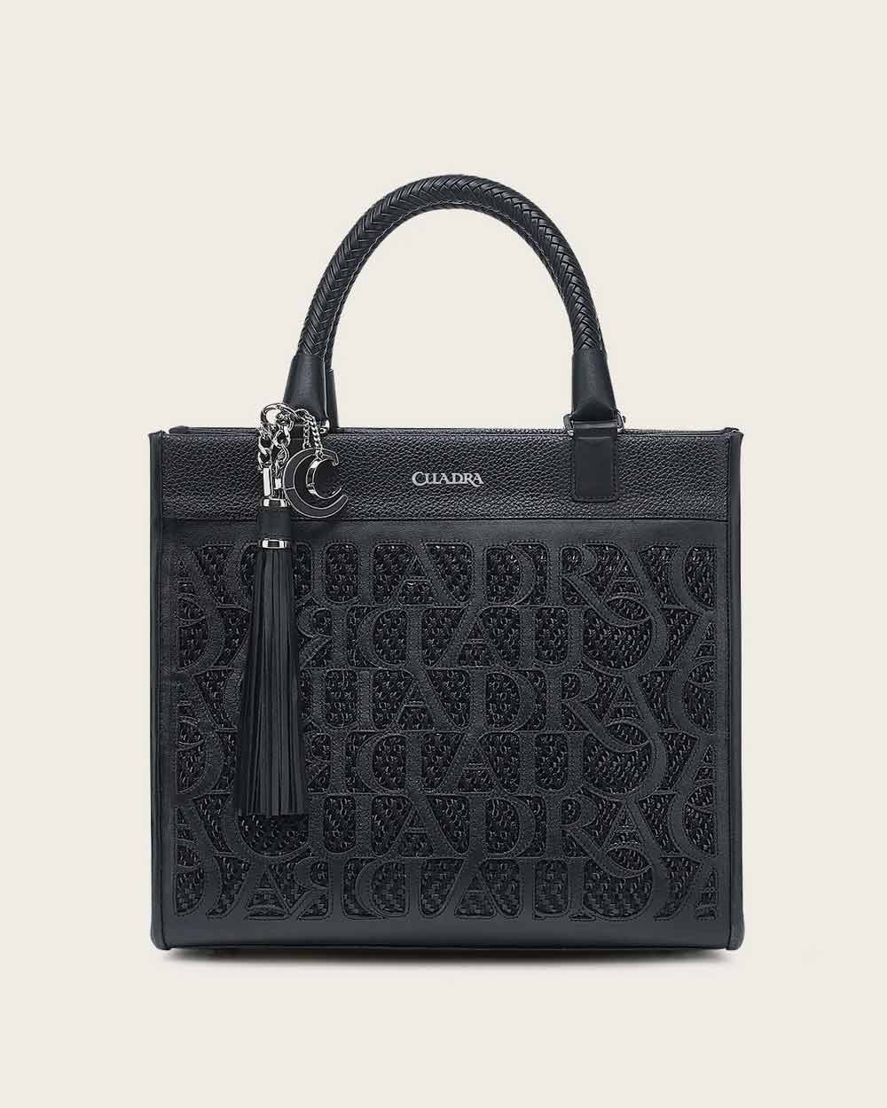 Black monogram top handle handbag