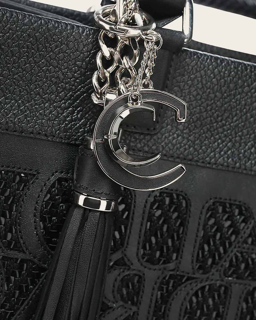 Black monogram top handle handbag