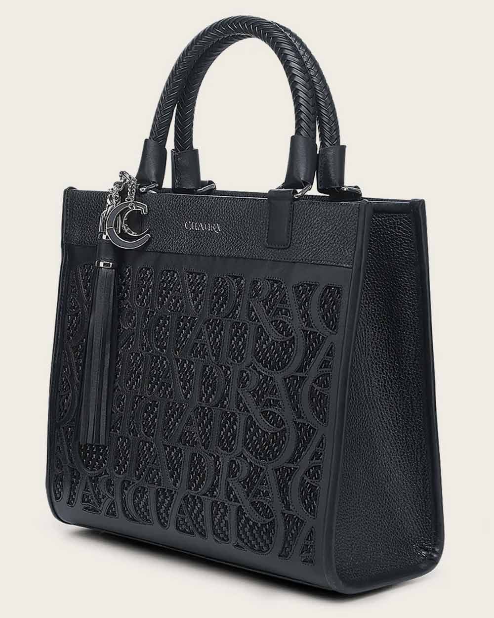 Black monogram top handle handbag