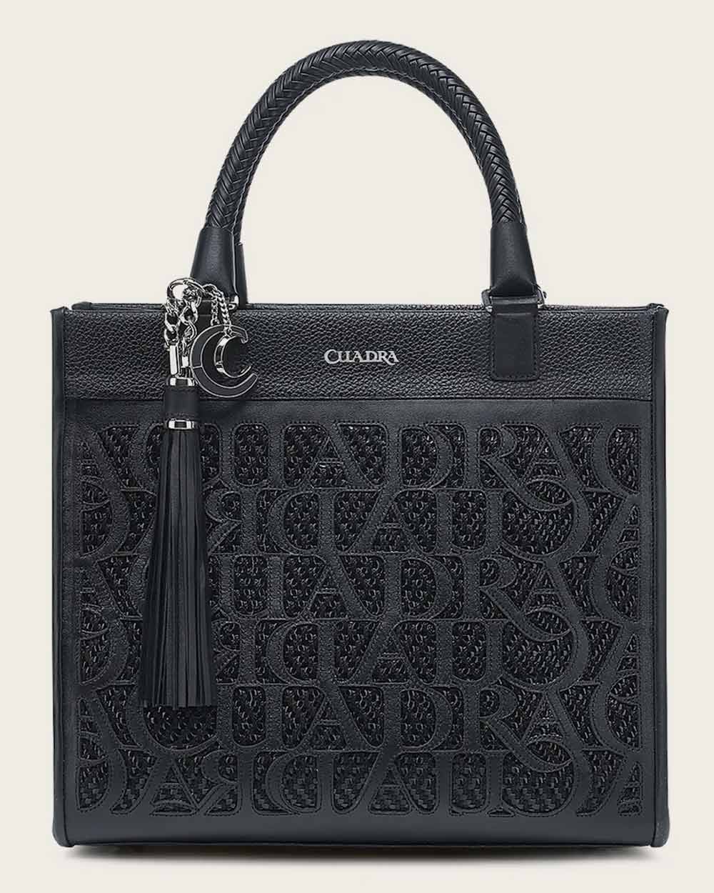 Black monogram top handle handbag