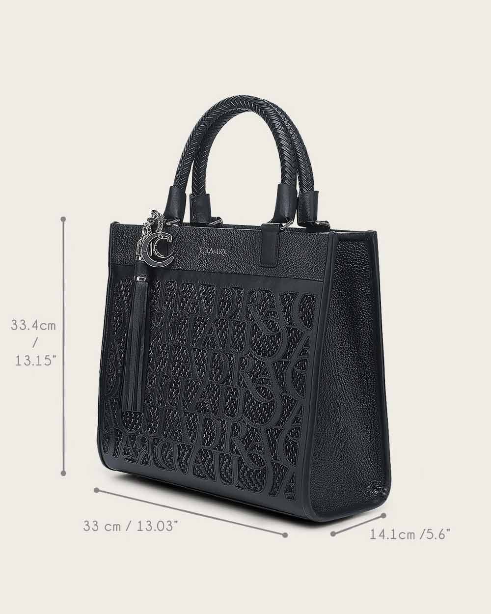 Black monogram top handle handbag
