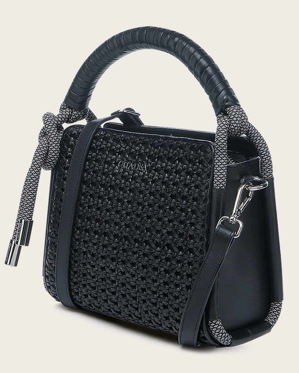 Black braided decorated top handle handbag 5 Black braided decorated top handle handbag