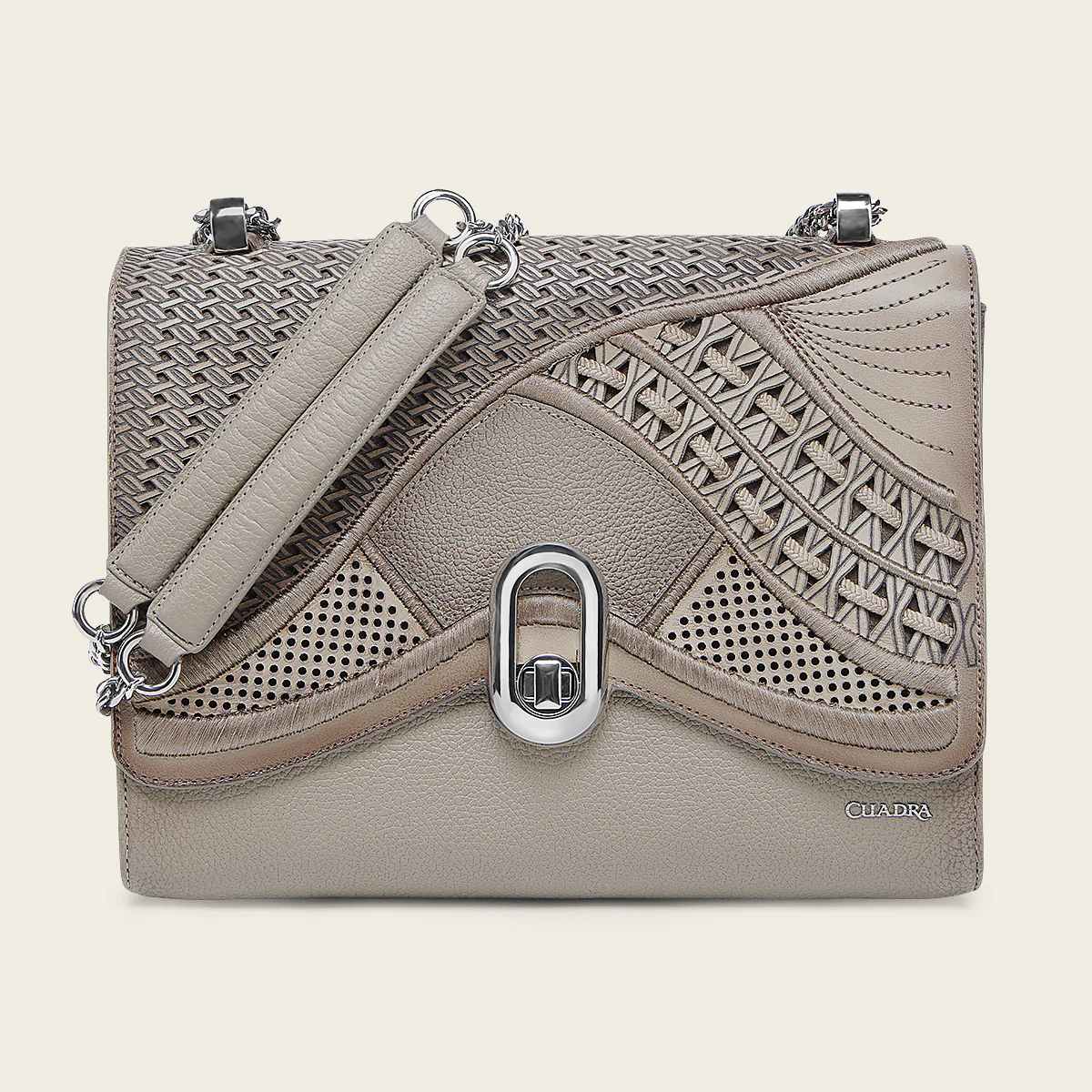 Luxury Women´s Beige Shoulder Bag in Bovine Leather 11 Luxury Women´s Beige Shoulder Bag in Bovine Leather