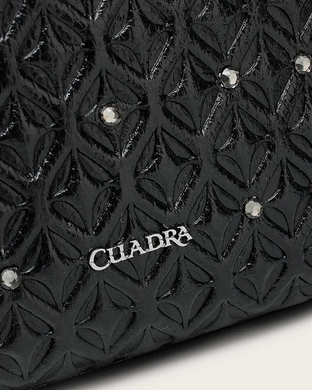 Black stingray geometric top handle handbag