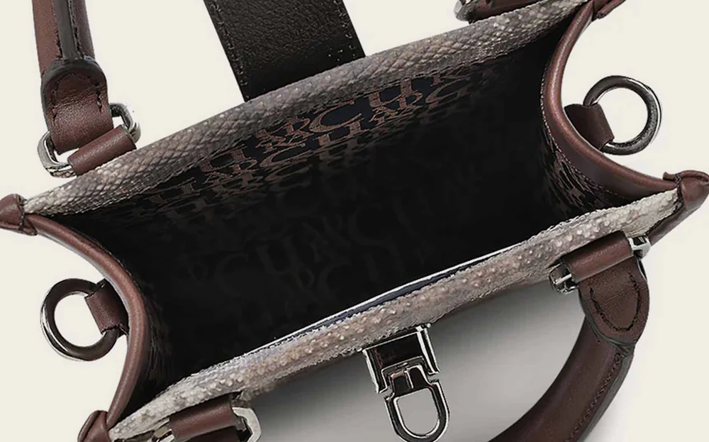 Grey Carunga top handle handbag