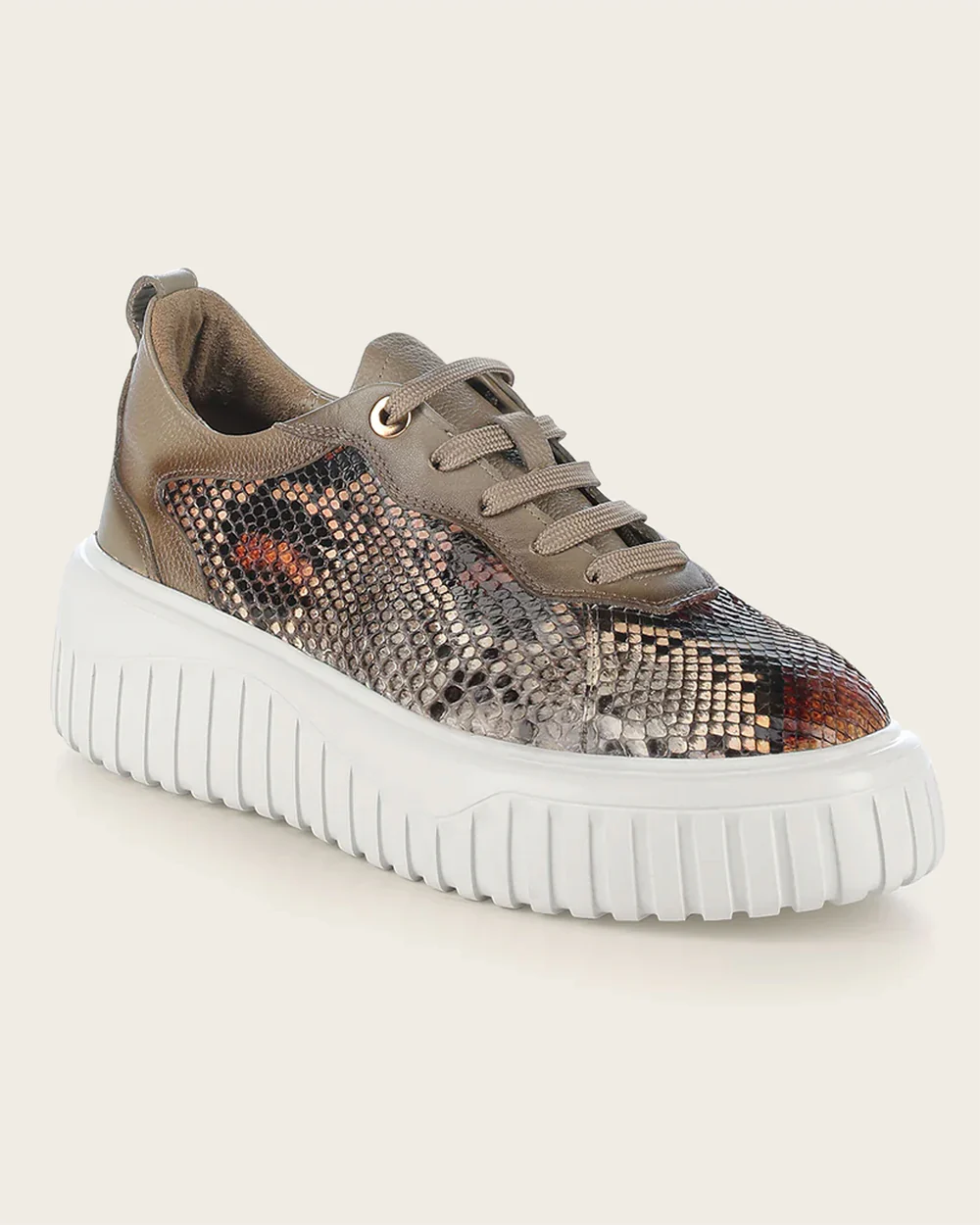 Beige full exotic sneakers