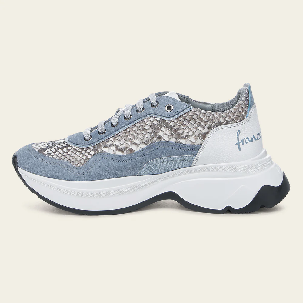 Blue exotic python sneaker