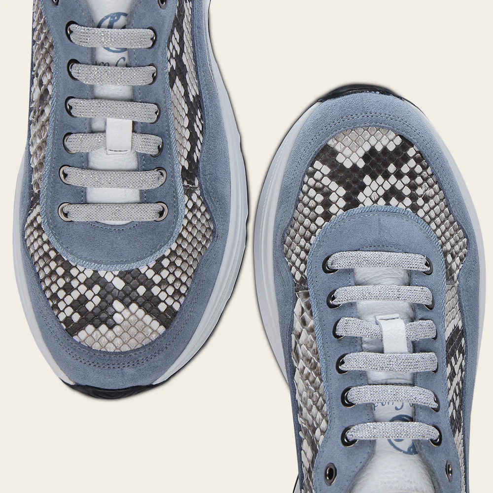 Blue exotic python sneaker