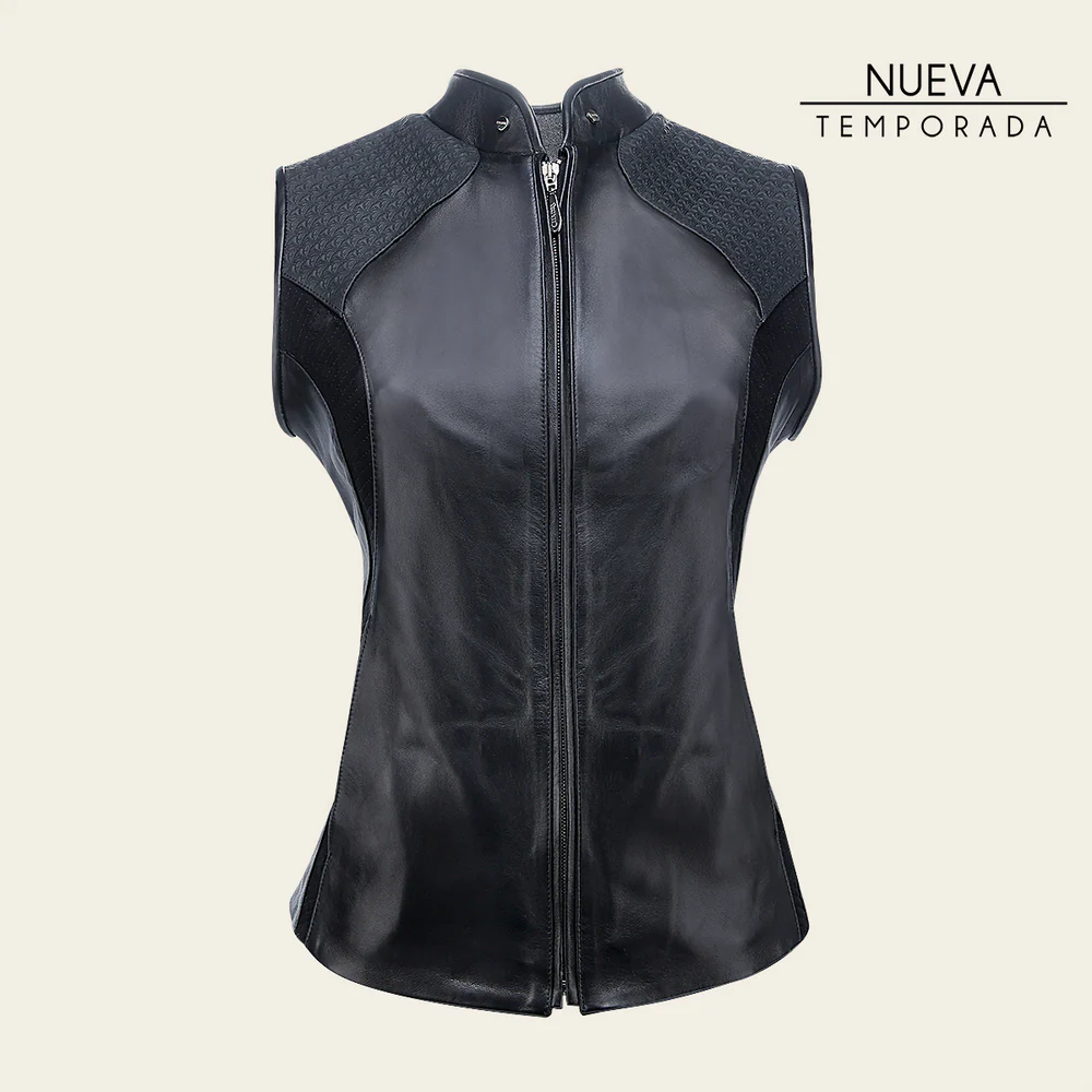 Black contrasting textures vest