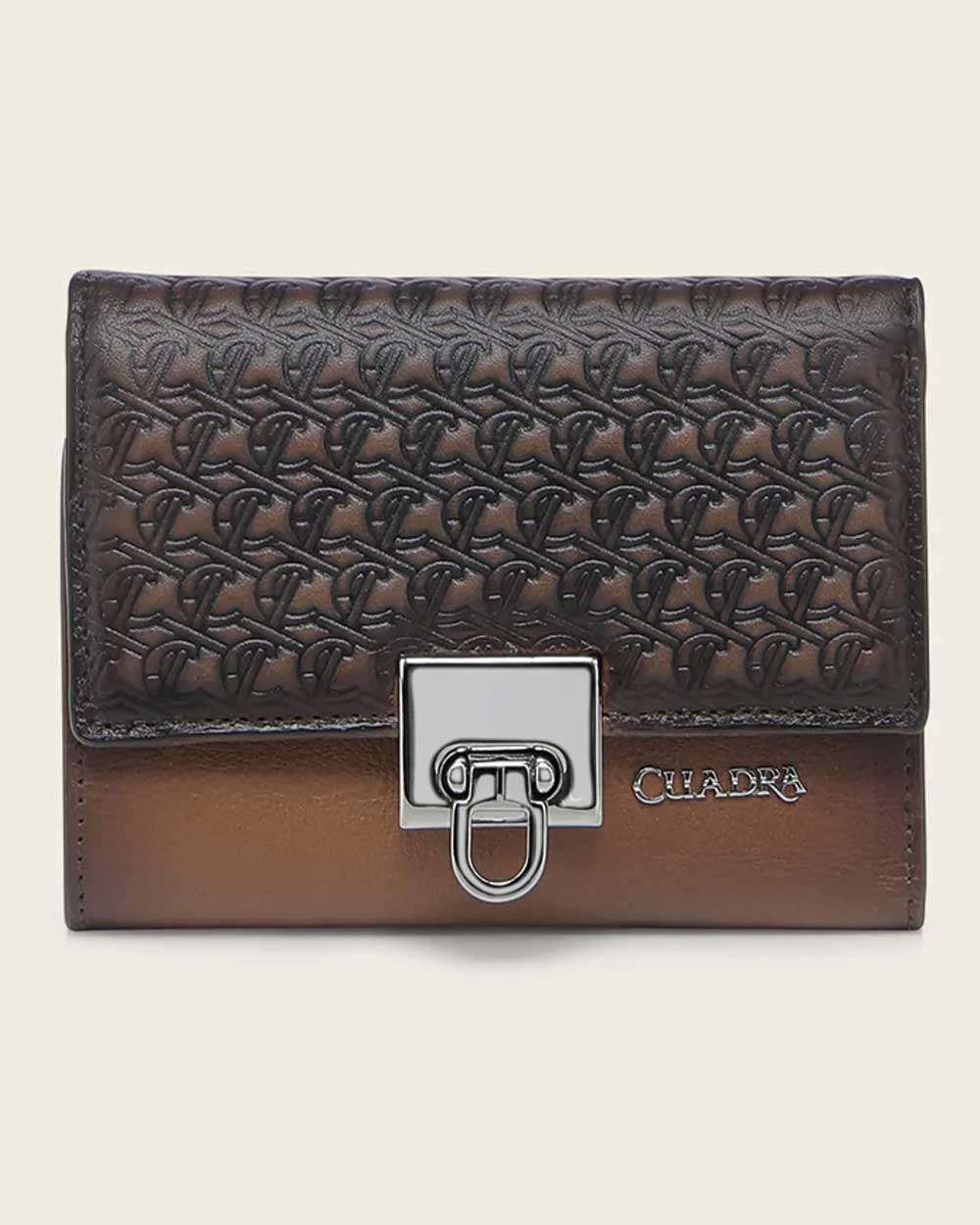 Brown engraved trifold wallet