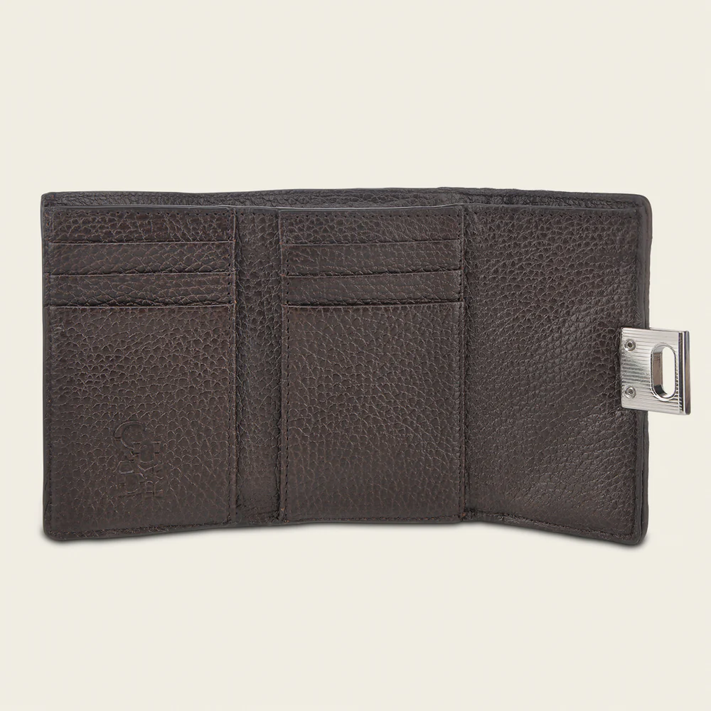 Brown decorated trifold wallet