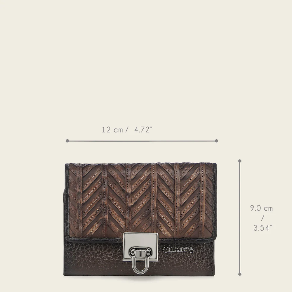Brown decorated trifold wallet