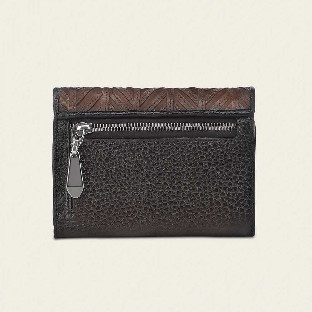 Brown decorated trifold wallet