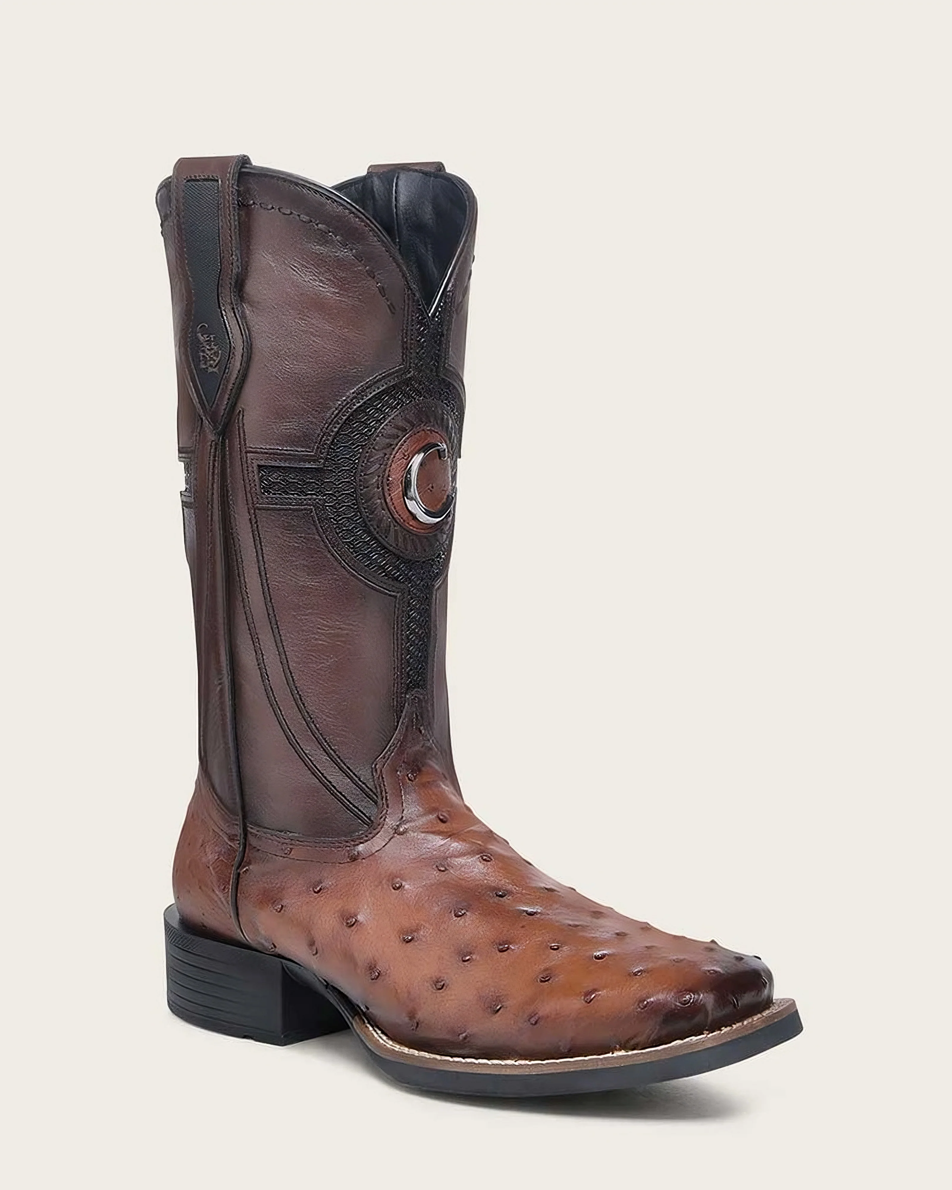 Western rodeo honey ostrich boot