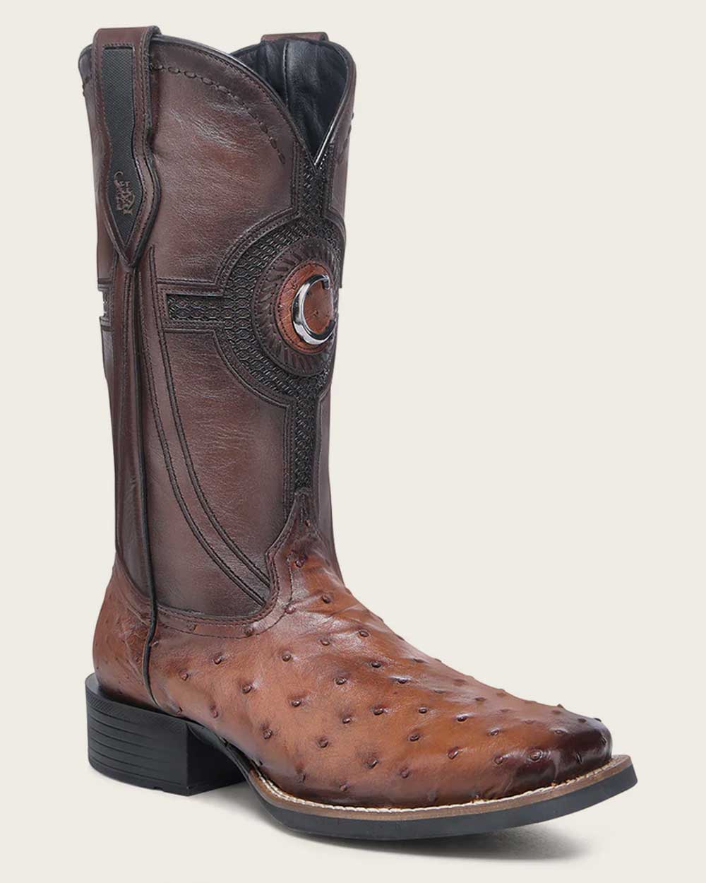 Western rodeo honey ostrich boot