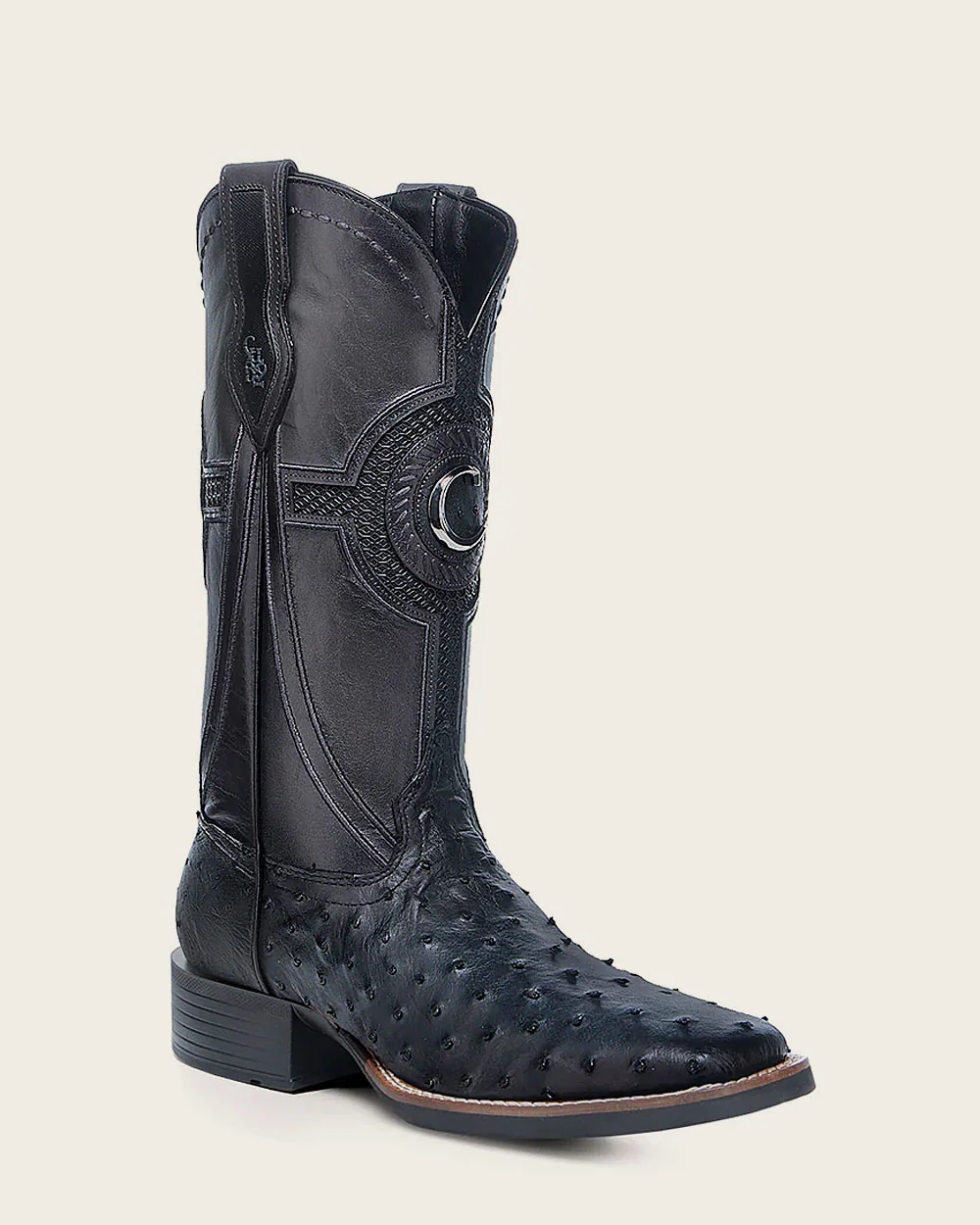 Western rodeo blue ostrich boot