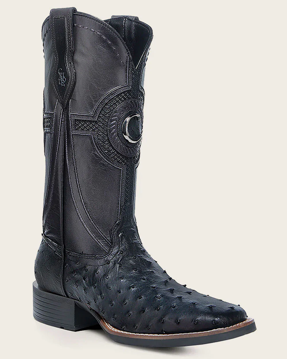 Western rodeo blue ostrich boot