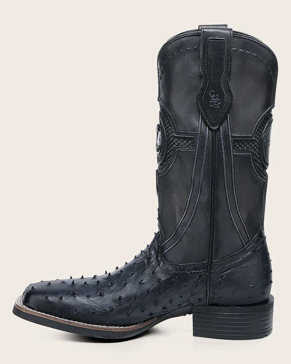 Western rodeo blue ostrich boot