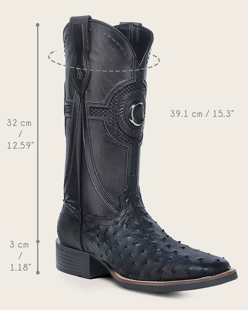 Western rodeo blue ostrich boot