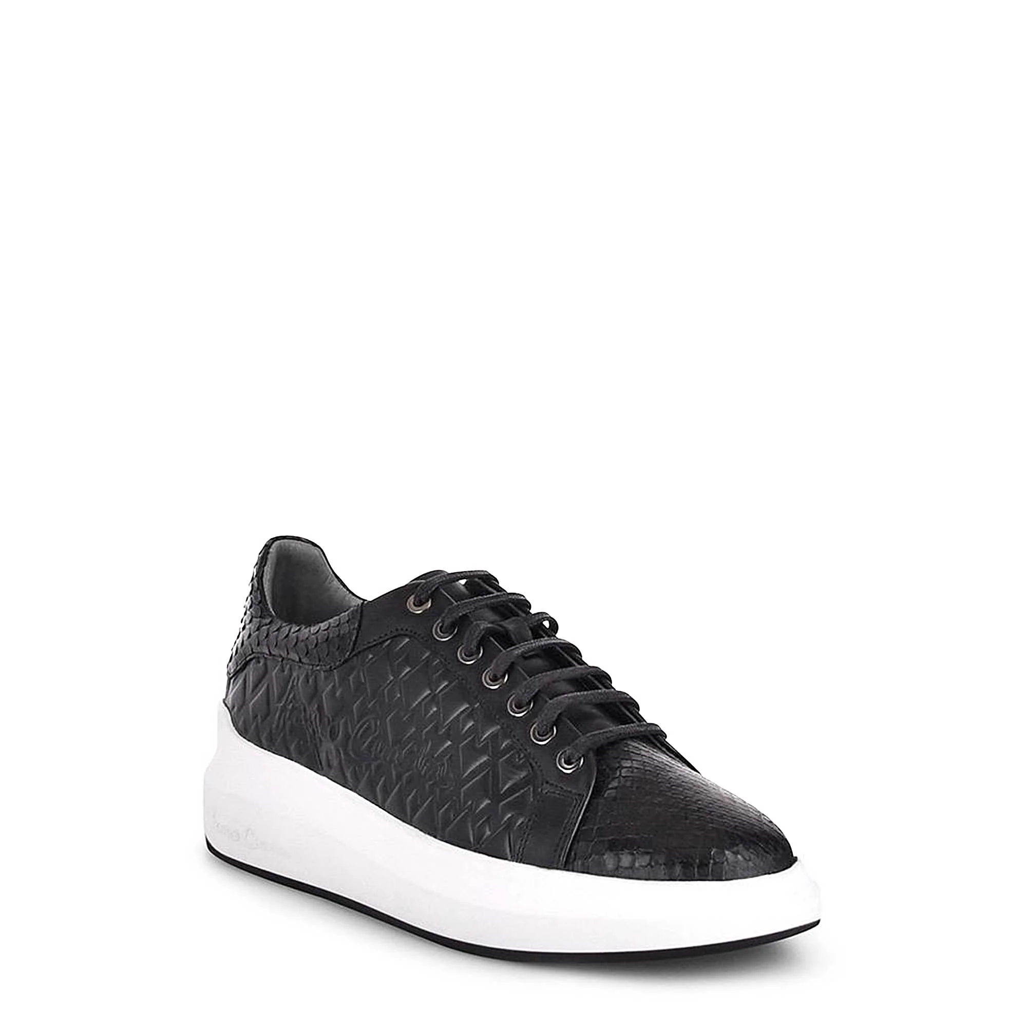 Genuine python black leather sneakers