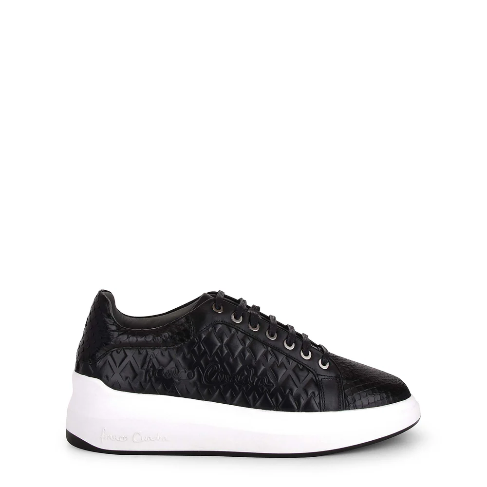 Genuine python black leather sneakers