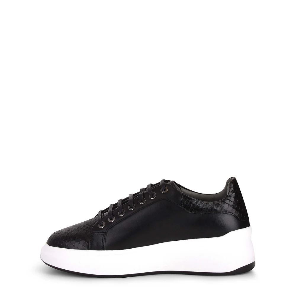Genuine python black leather sneakers