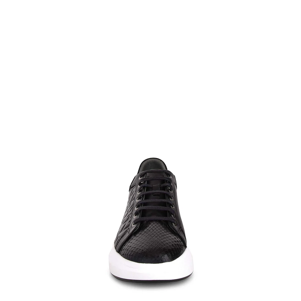 Genuine python black leather sneakers