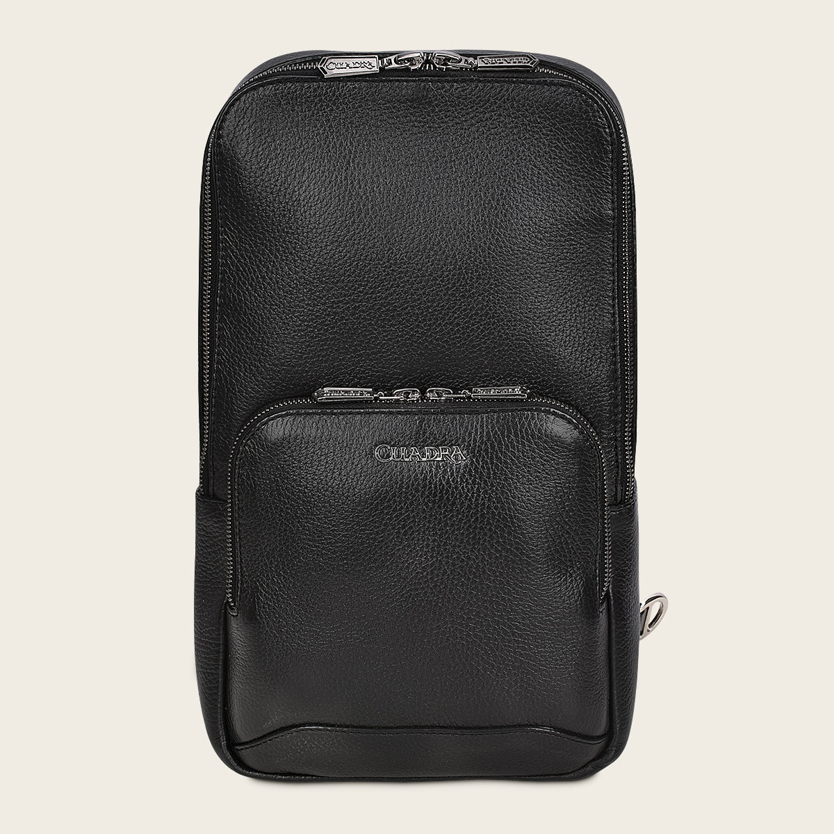 Cuadra Luxury Black Deer Leather Crossbody Messenger Bag for Men